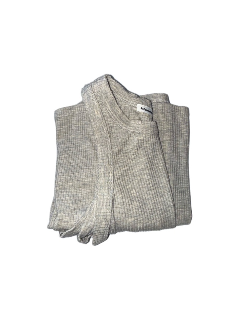 Reformation Oatmeal Ribbed Knit Tank Dress Tencel Lyocell Bodycon Midi XS - Picture 5 of 7